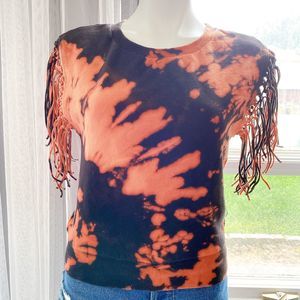 Harley Davidson Hand Bleached Fringe Sweatshirt